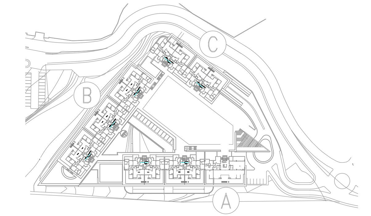 Twin House Plotting Plan Drawing DWG File