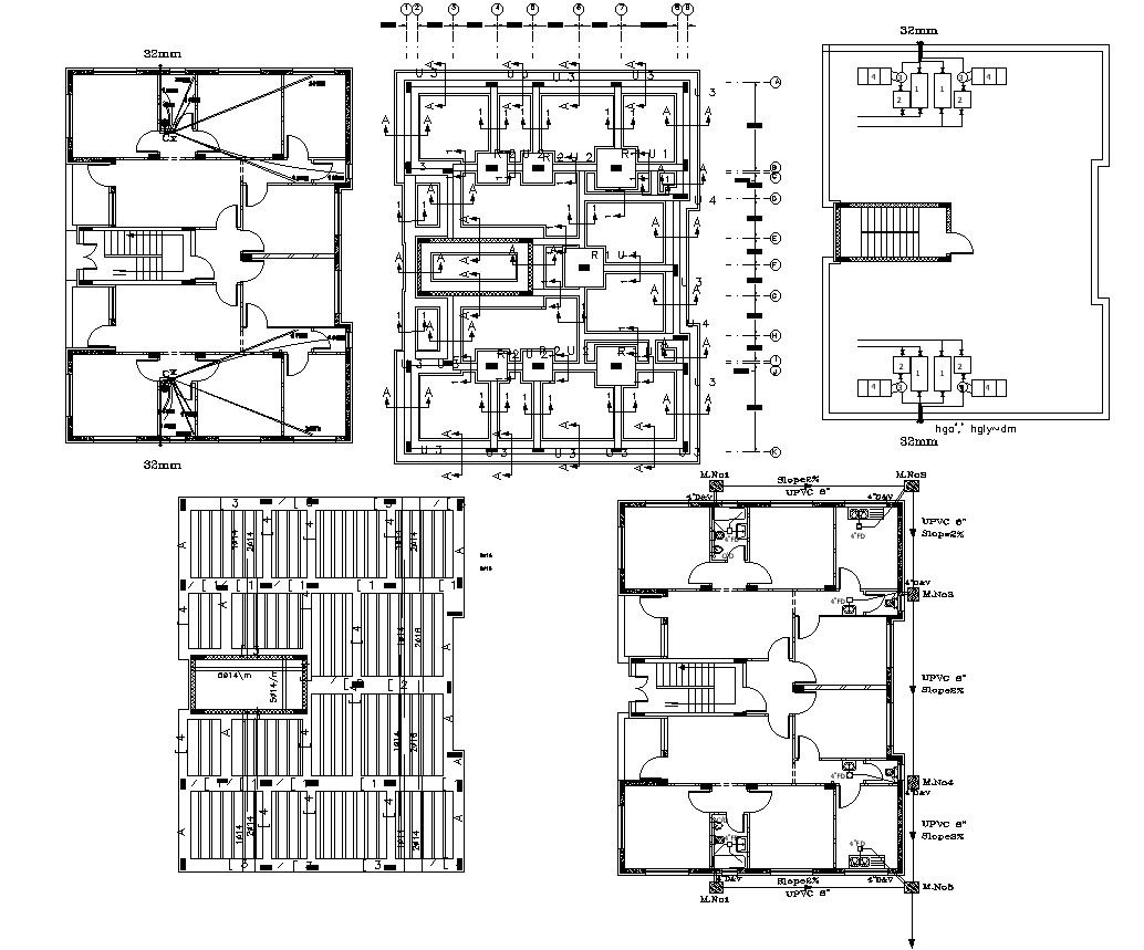 Two BHK Apartment Building Floors Plan And Foundation Design