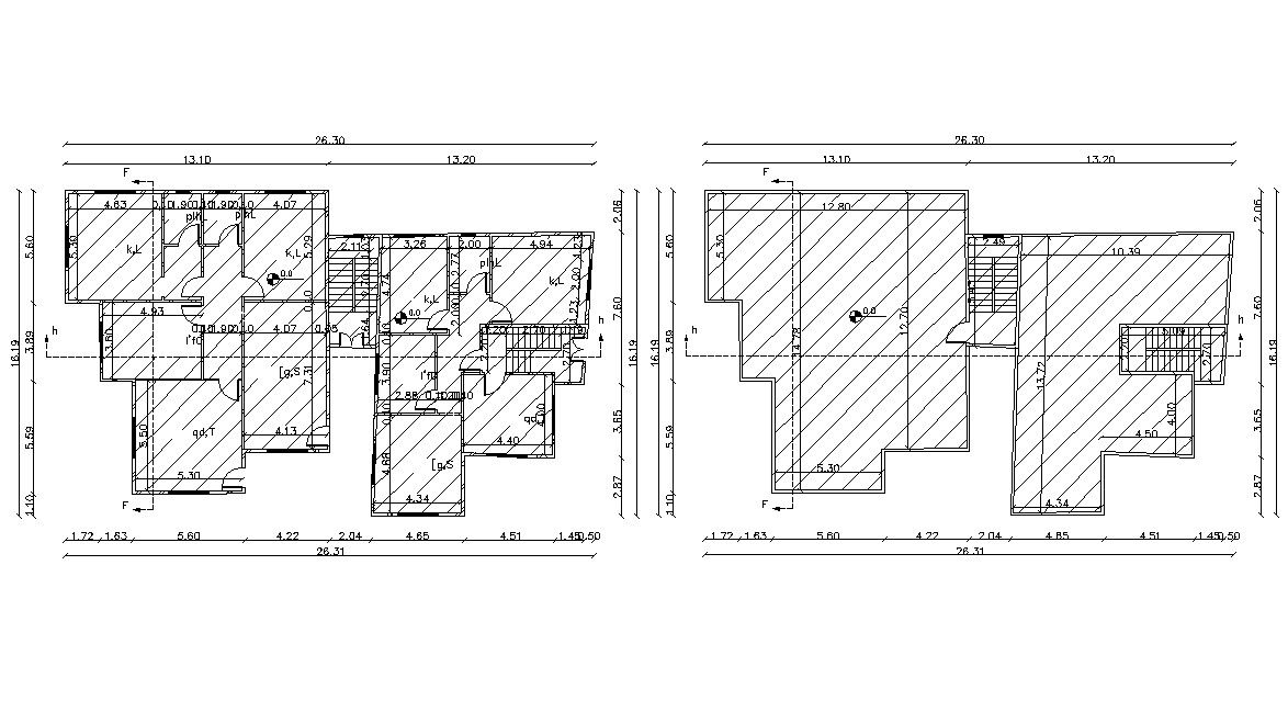 Two Floor Plan Of Apartment Building Design CAD File