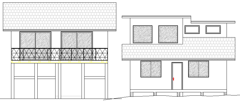 Two Flooring Residential Bungalow Design and Elevation dwg file