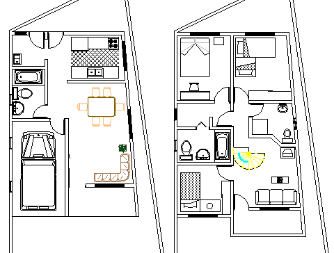Two Flooring Residential House Design and Structure Details dwg file