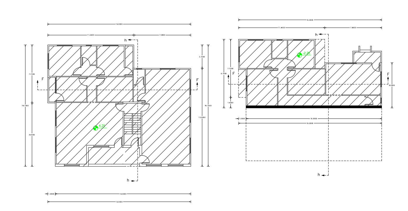 Two Floors Of Residential Building Design AutoCAD File
