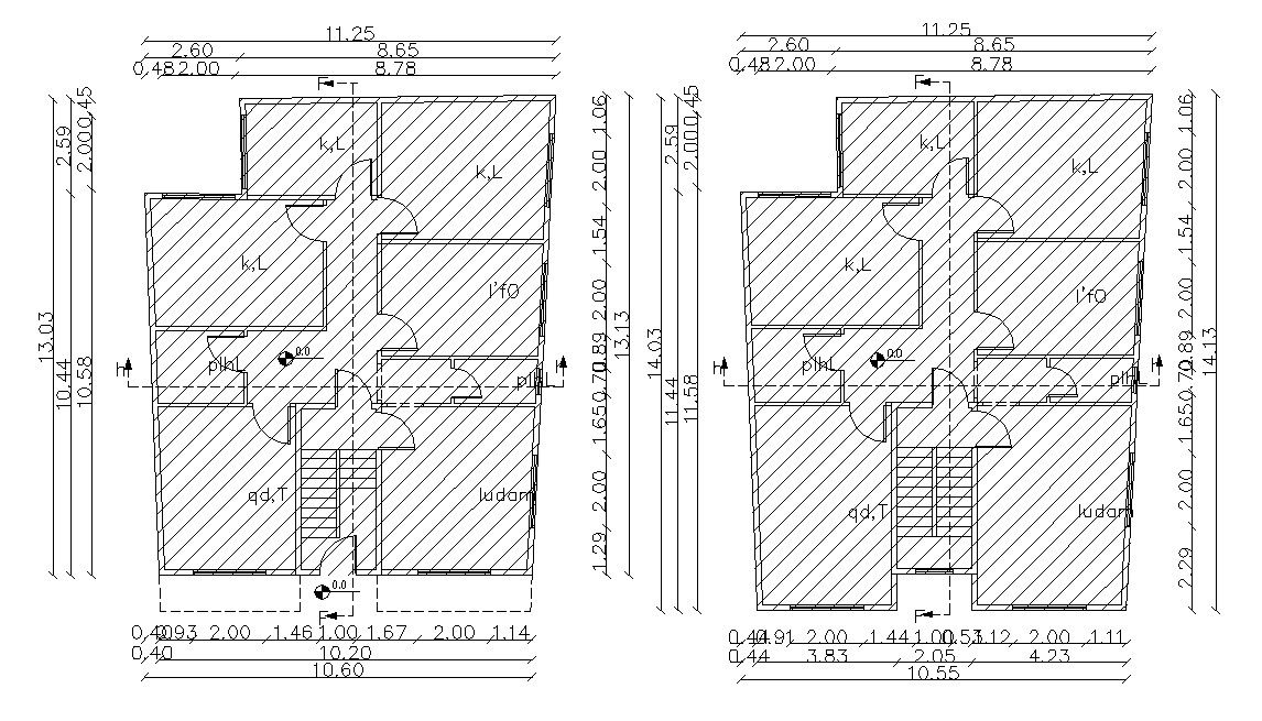 Two Floors Plan Of Huge Bungalow Design Architectural Drawing
