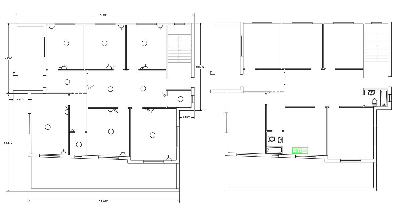 Two Floors Plan Of Huge Bungalow Design AutoCAD Drawing