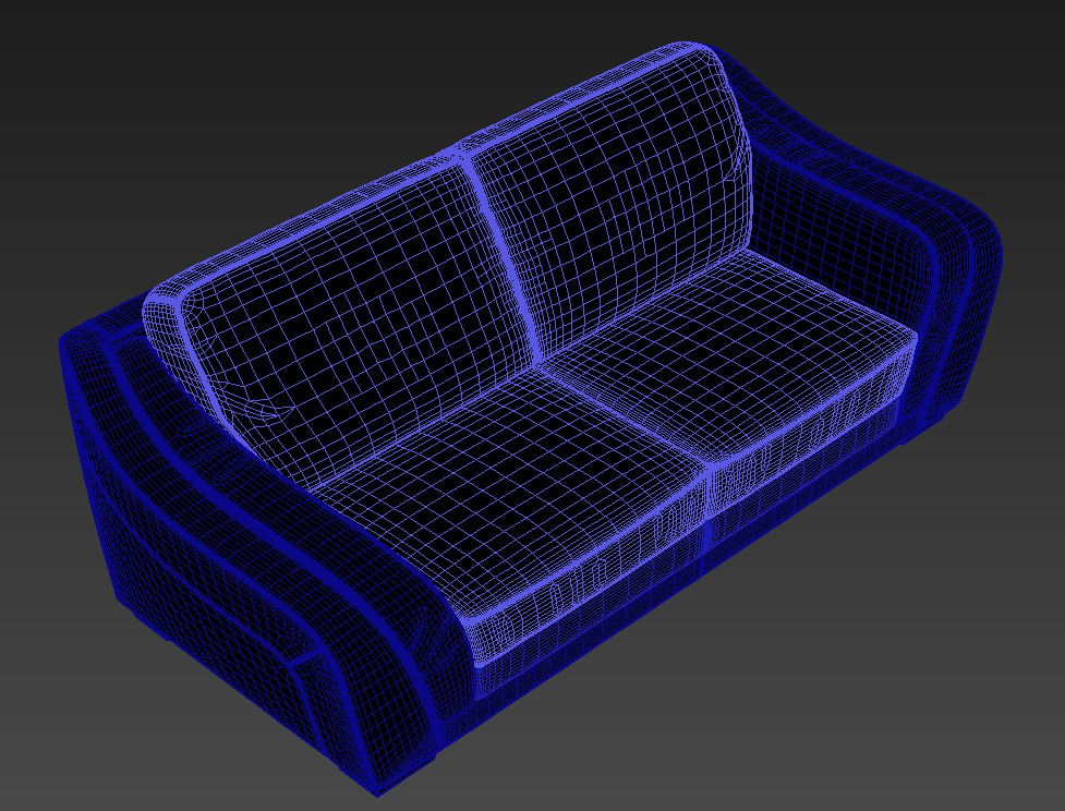 Two Seater Sofa With Rectangle Shape Rendered Drawing 3D Model