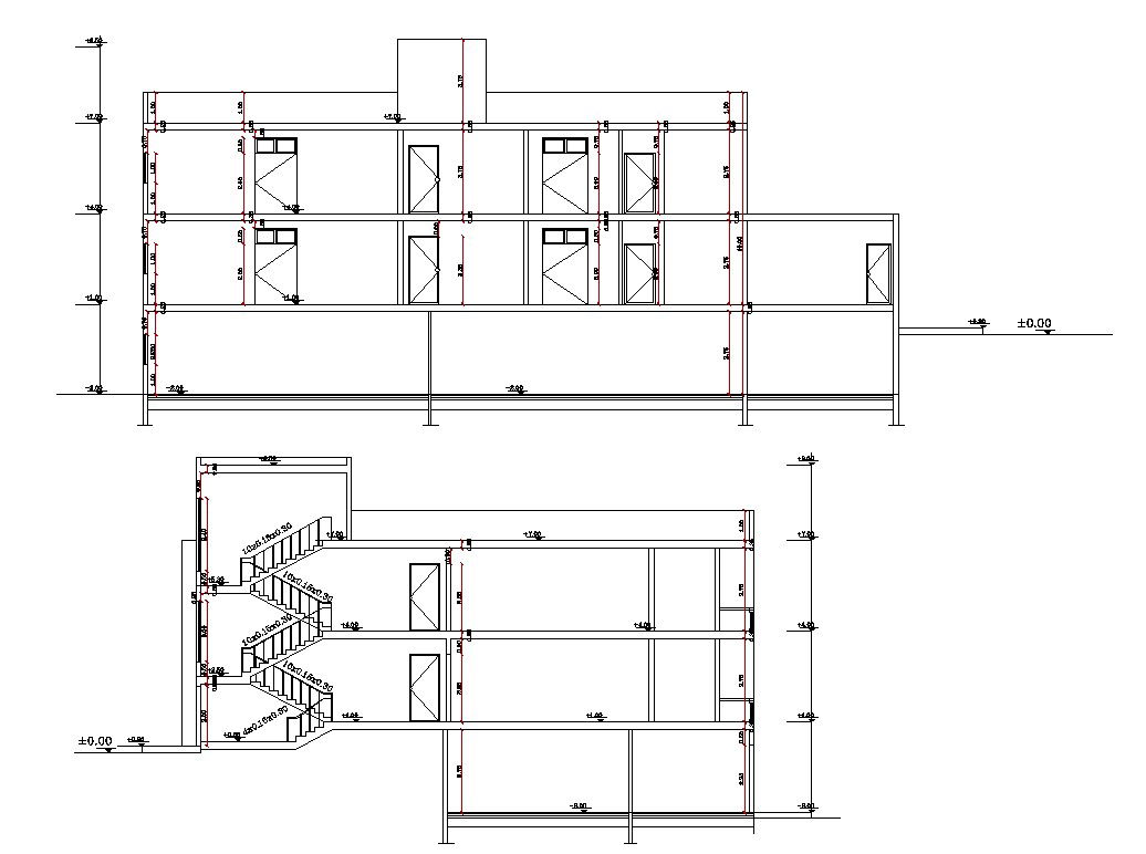 Two Sections Of House Bungalow With Dimension