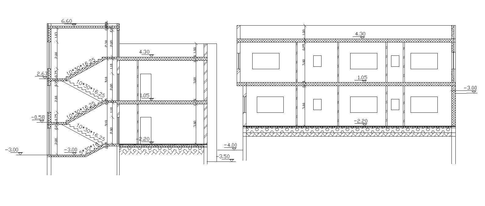 Two Sections Of Residential House Design DWG Drawing