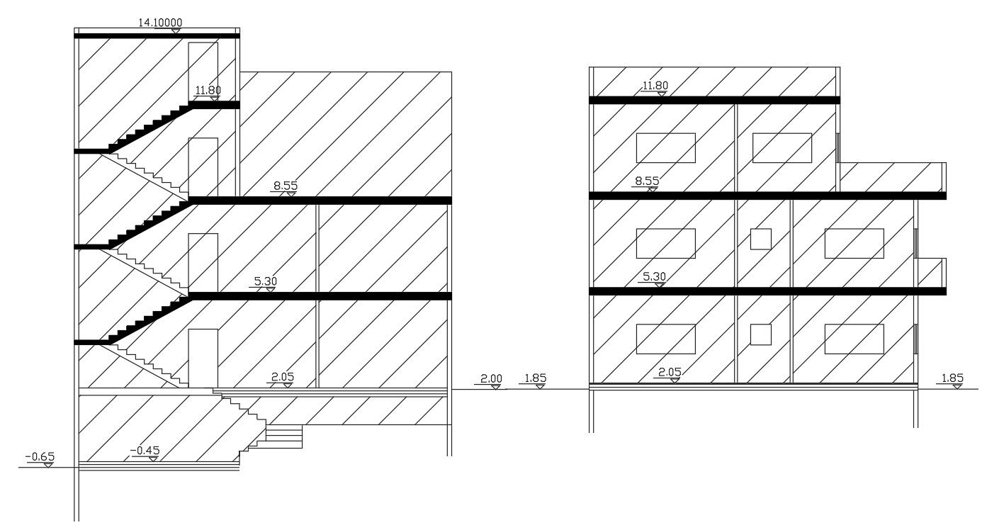 Two Sections of Architectural Building Design Free Download