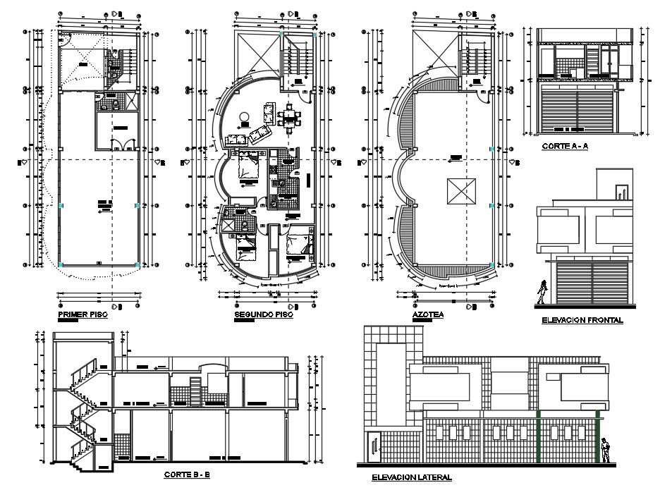 Two Storey Bungalow Design In AutoCAD File