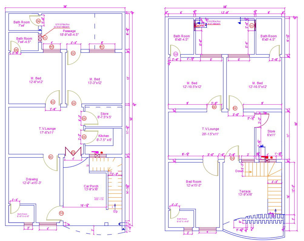 Two Storey House DWG File 