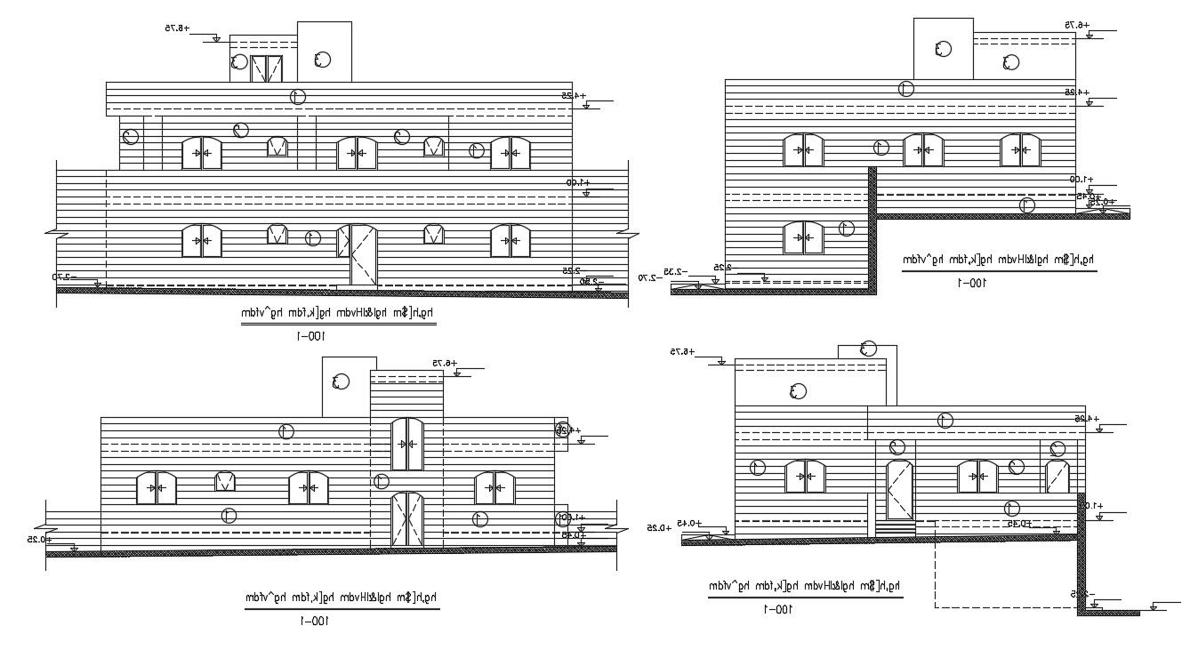 Two Storey House Elevation Drawing DWG File