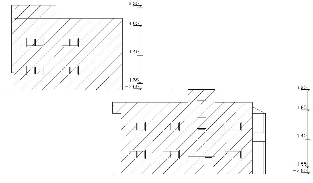 Two Story House Elevation Architecture Design CAD Drawing