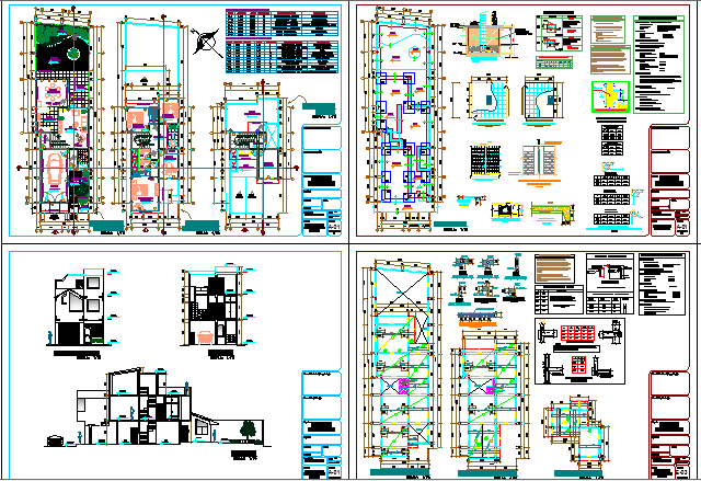 Two Story One Family Housing Project dwg file