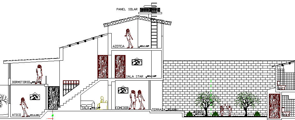 Two Story Single Family Bungalow Design and Elevation dwg file