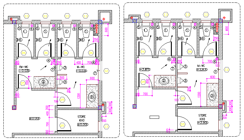 Two floor sanitary installation of corporate office dwg file