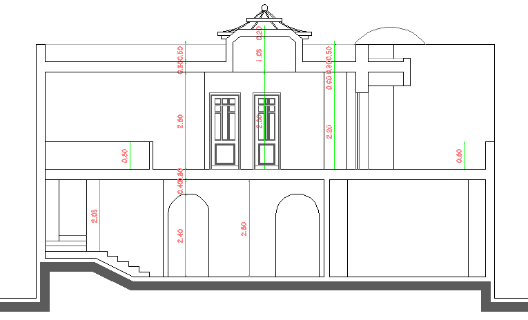 Two flooring bungalow sectional details dwg file