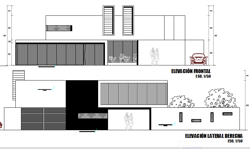 Two flooring housing front and back elevation dwg file