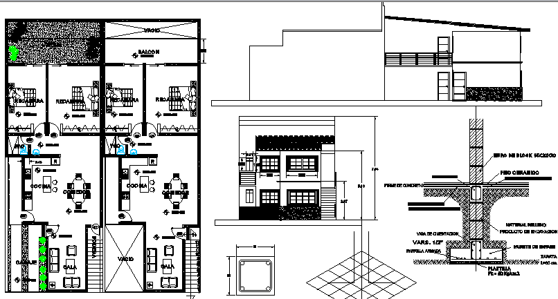 Two flooring housing project dwg file