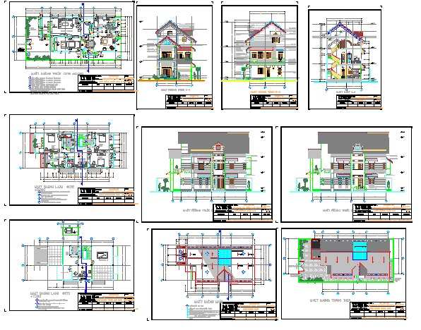 Two flooring one family house architecture project dwg file
