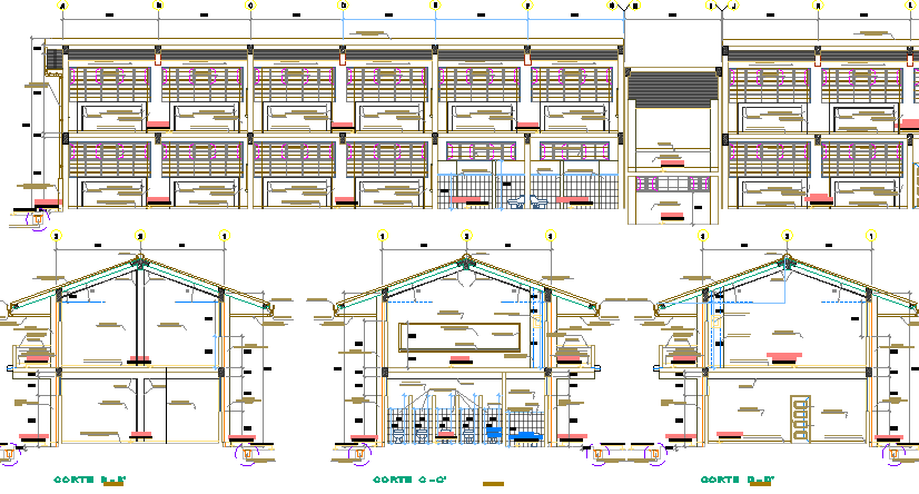 Two flooring school sectional view dwg file