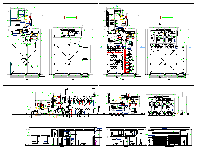Two level municipal office building architecture project dwg file