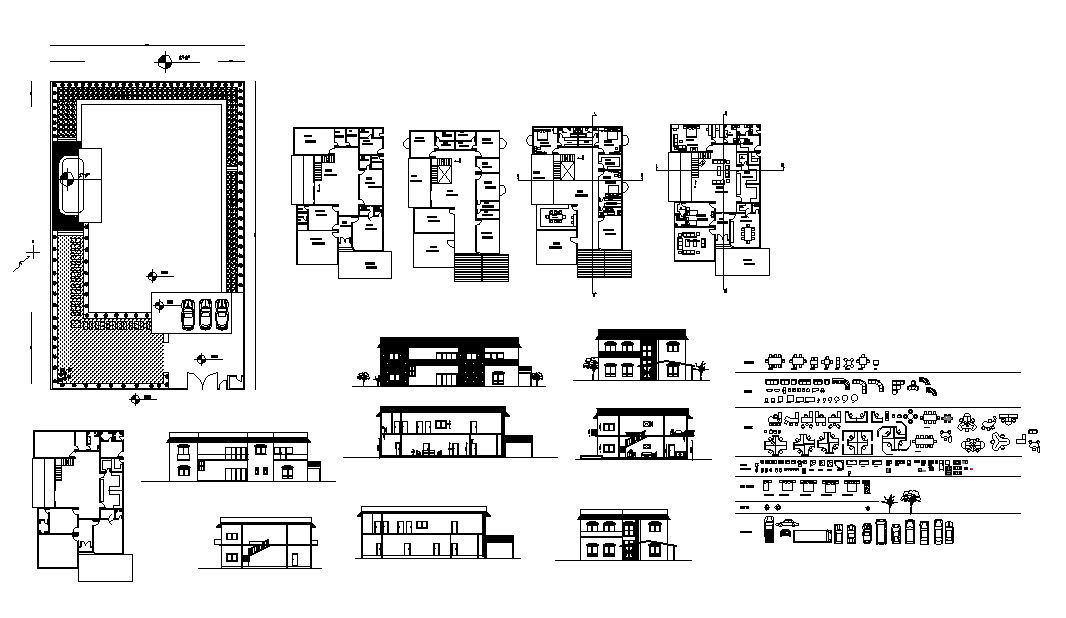 Two-level one family house detailed architecture project dwg file