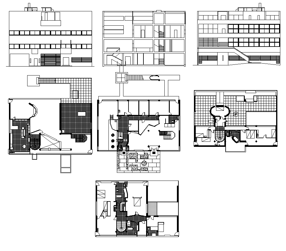 Two-storey Housing structure detail elevation and plan layout file