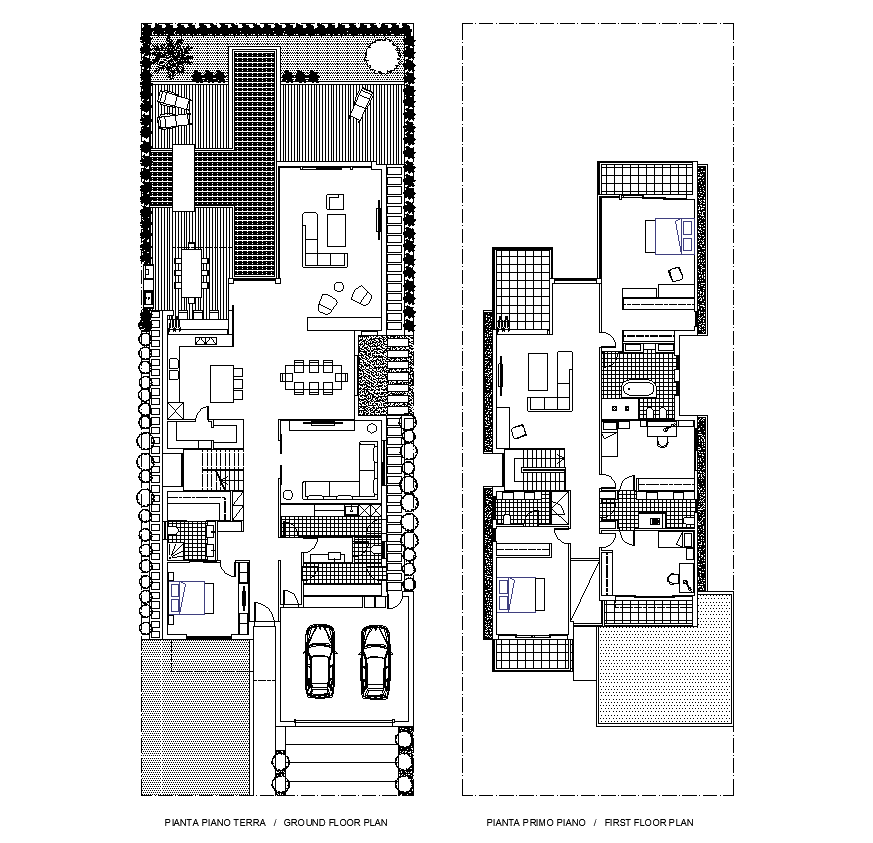 Two-storey housing building detail autocad file