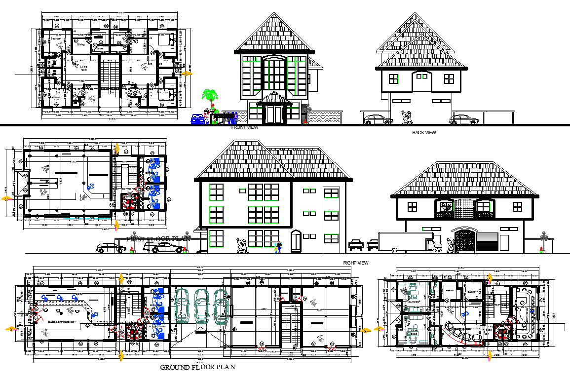 Two storey office building plan detail dwg file