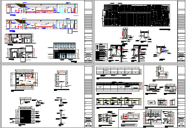 Two story bank office building architecture project dwg file
