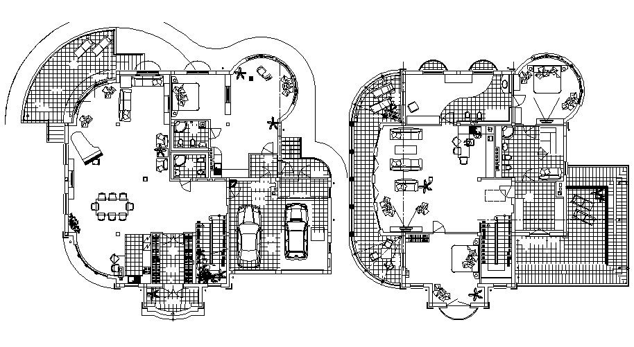 Two story bungalow design project dwg file