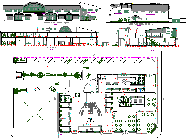 Two-story corporate building auto-cad details dwg file