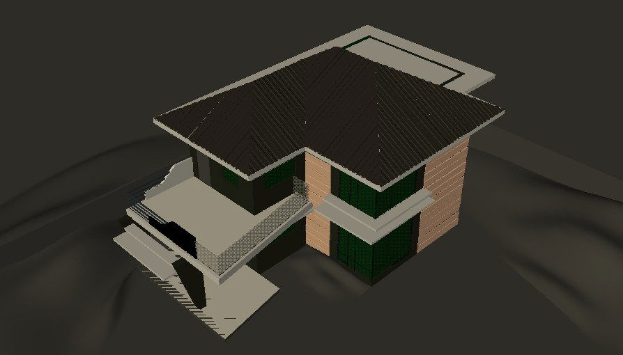 Two story house top view 3d model cad drawing details skp file