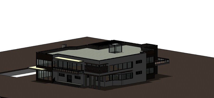 Two story residential modern bungalow 3d drawing details rvt file