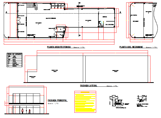 Two-story retail market auto-cad details dwg file