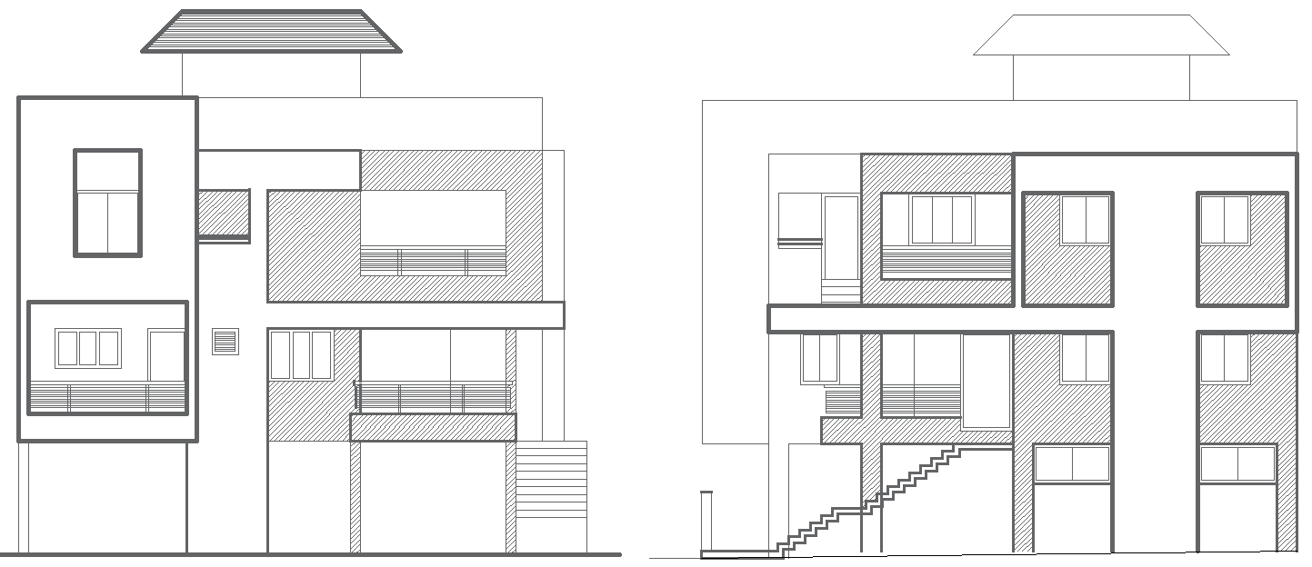 Two Different Bungalow Elevation Layout Design AutoCAD DWG File
