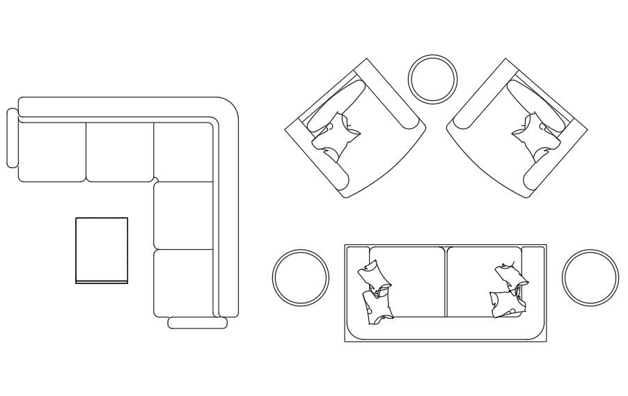 Two Sofa CAD Blocks DWG File for Furniture Layouts