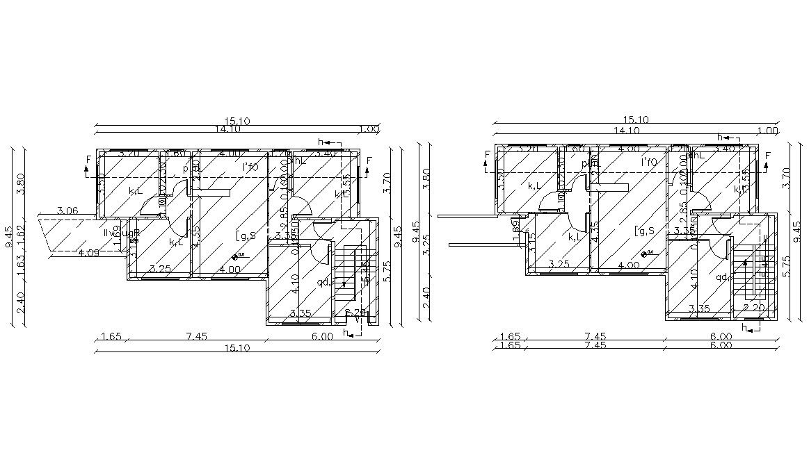 Two Floor Plans Of House Building Design AutoCAD Drawing