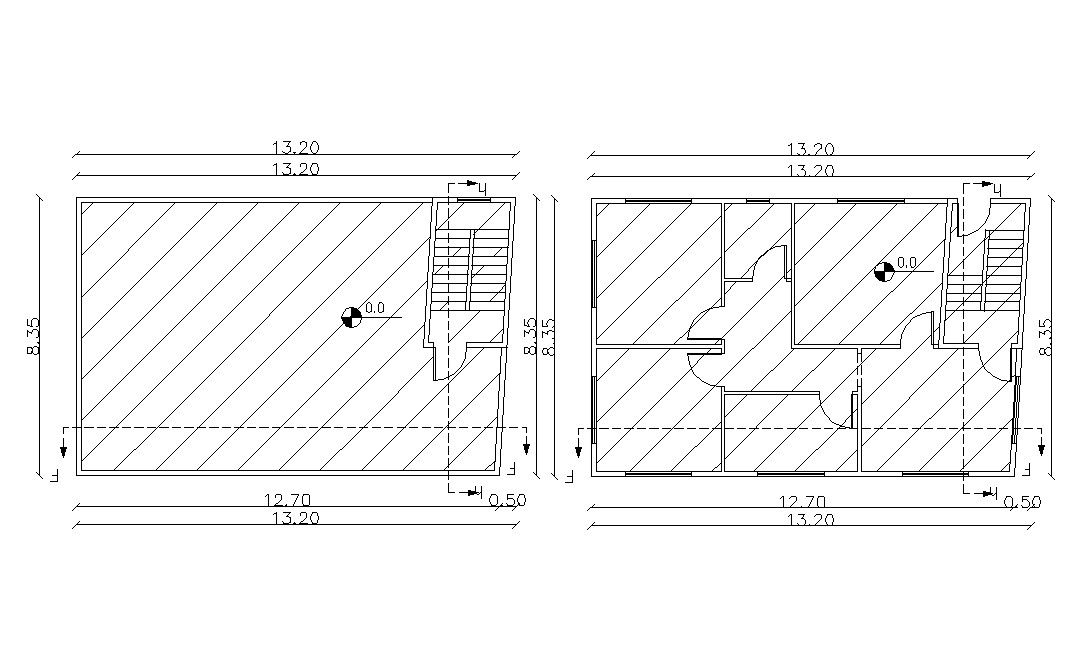 Two Floors Plan Of Residential Building Design Autocad File