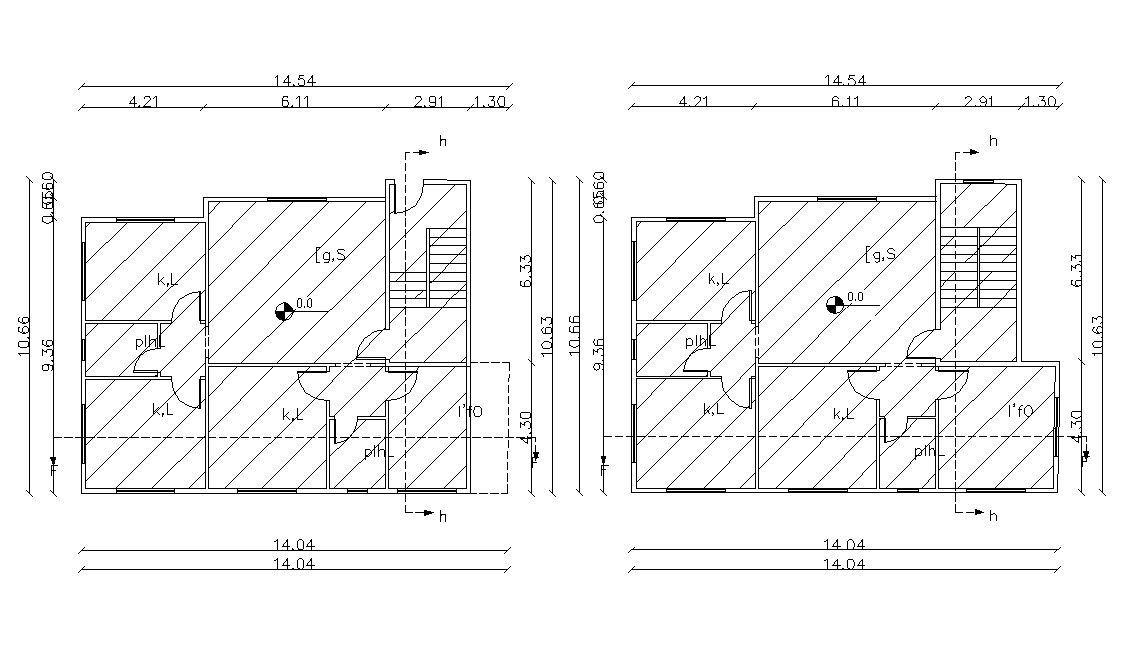 Two Floors Plan Of Residential Bungalow Design DWG File