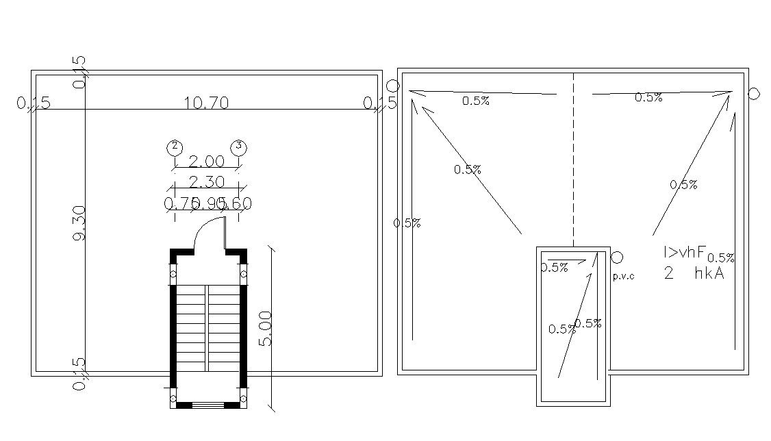 Two Plans Of Terrace Floor With Dimension DWG Drawing
