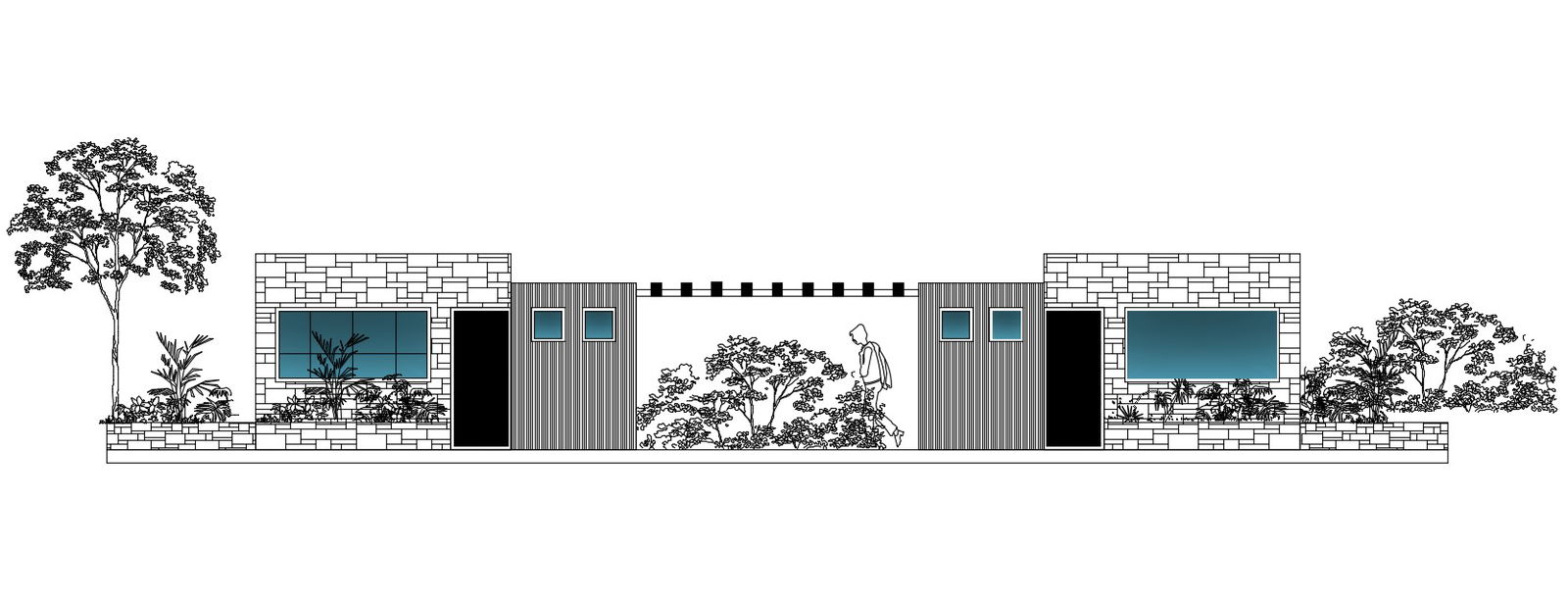 Two Small House Front Elevation Design Download DWG File