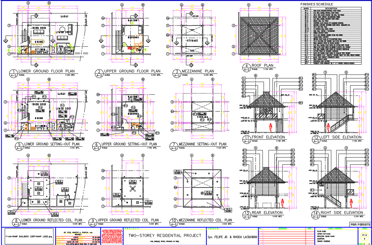 Two Storey House DWG with Ceiling Plans and Interior Layouts