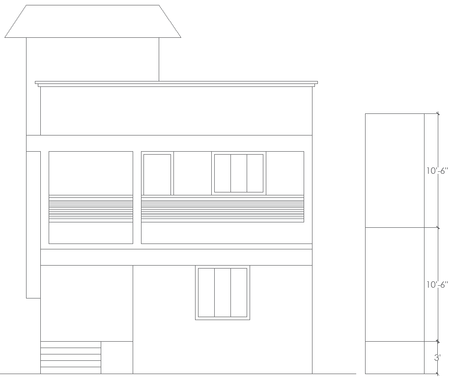 Two-Story House Elevation Layout Design AutoCAD DWG File