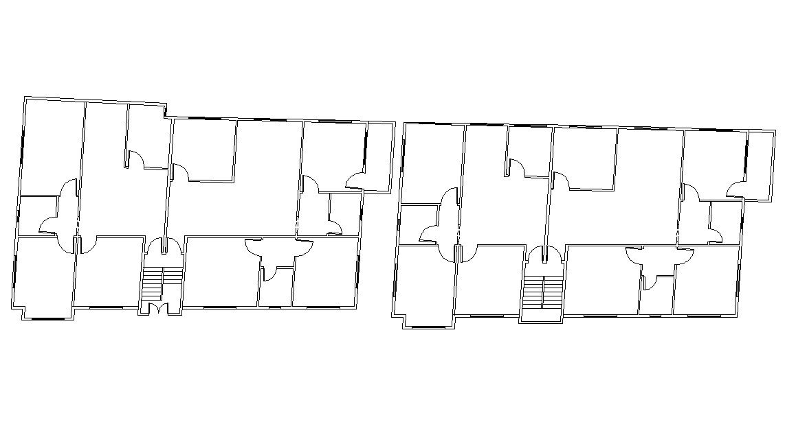 Two Units Of Apartment Cluster Design AutoCAD File