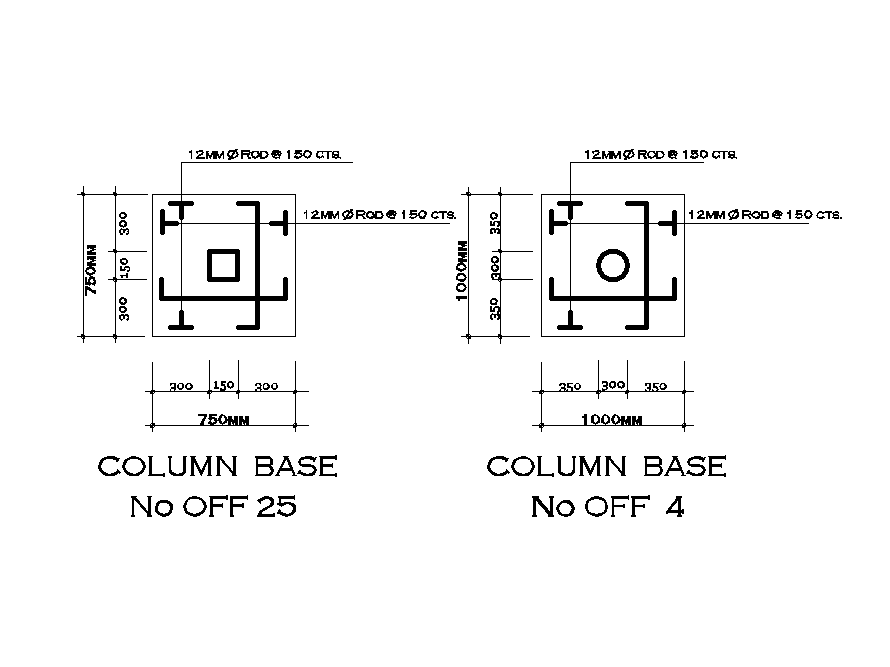 Two column base details are given in this Autocad drawing file.Download now.