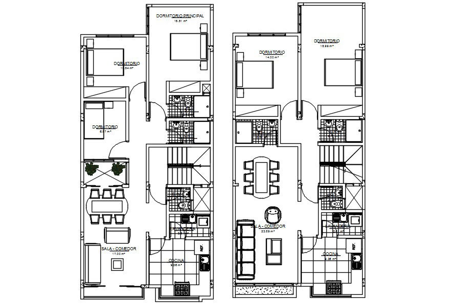 Two different Ground Floor Designs AutoCAD 2D Drawing File