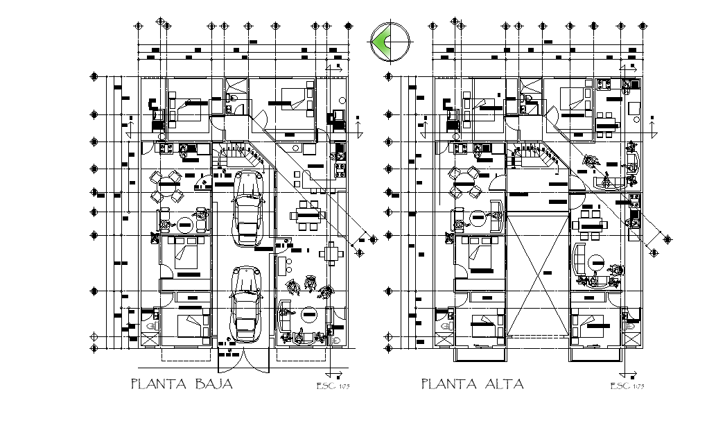 Two level house plans is given in this 2D Autocad DWG drawing file. Download the 2D Autocad DWG drawing file.