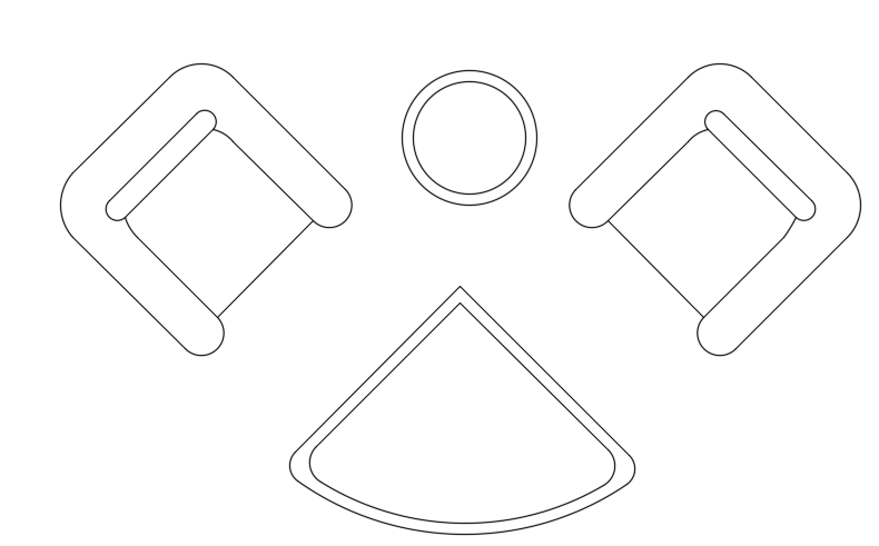 Two seated individual sofa AutoCAD plan