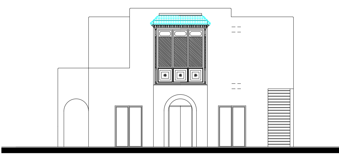 Two?Story Layout with Front Elevation in CAD Drawing